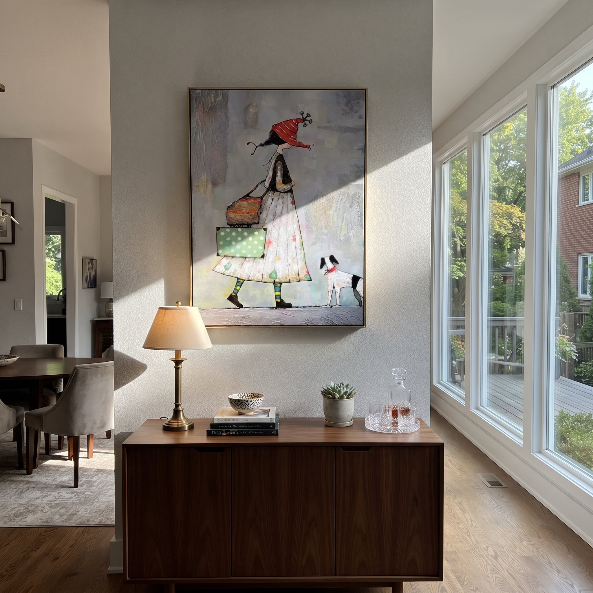 Red Hat Crosses Lavender displayed as a Retro Modern room focal point