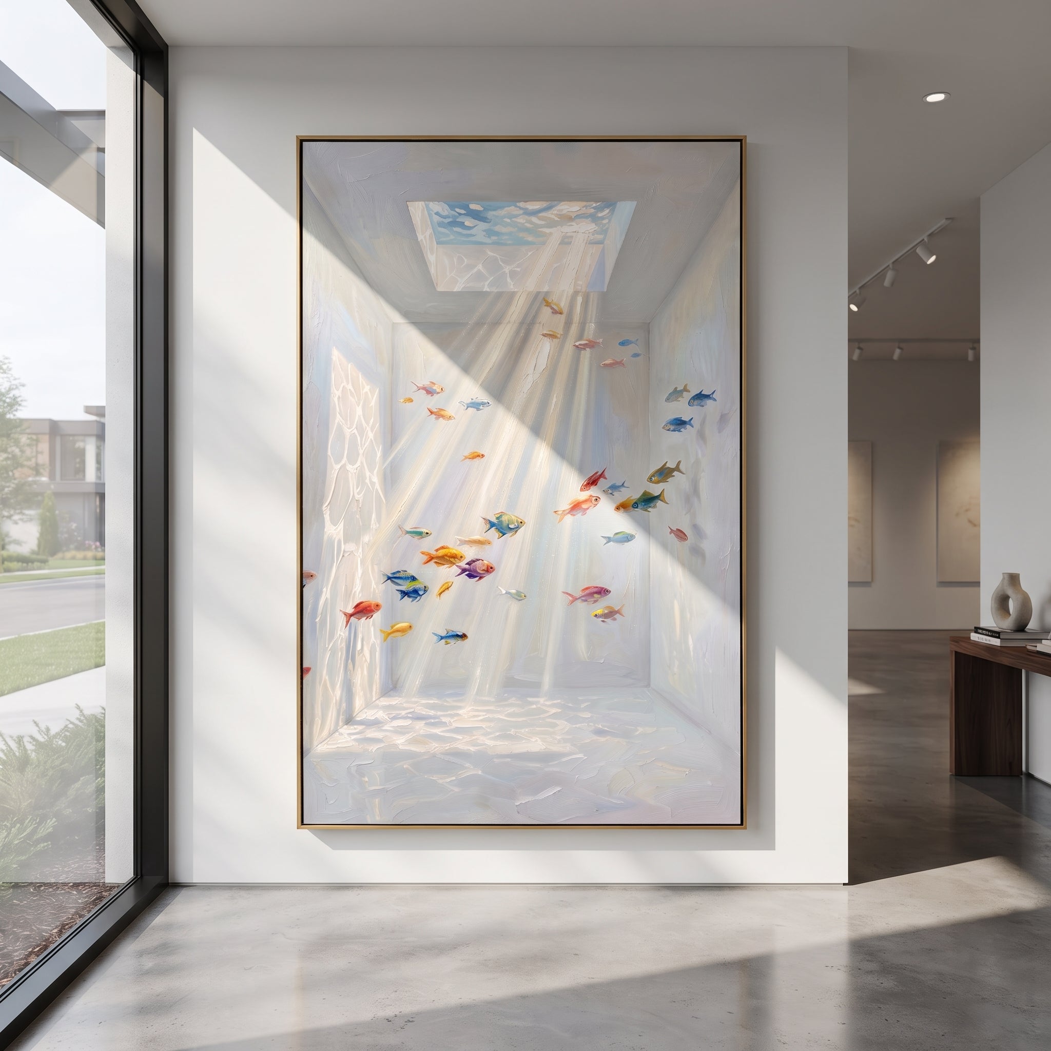 Pastel Rain Scatters Light styled with neutral modern furnishings