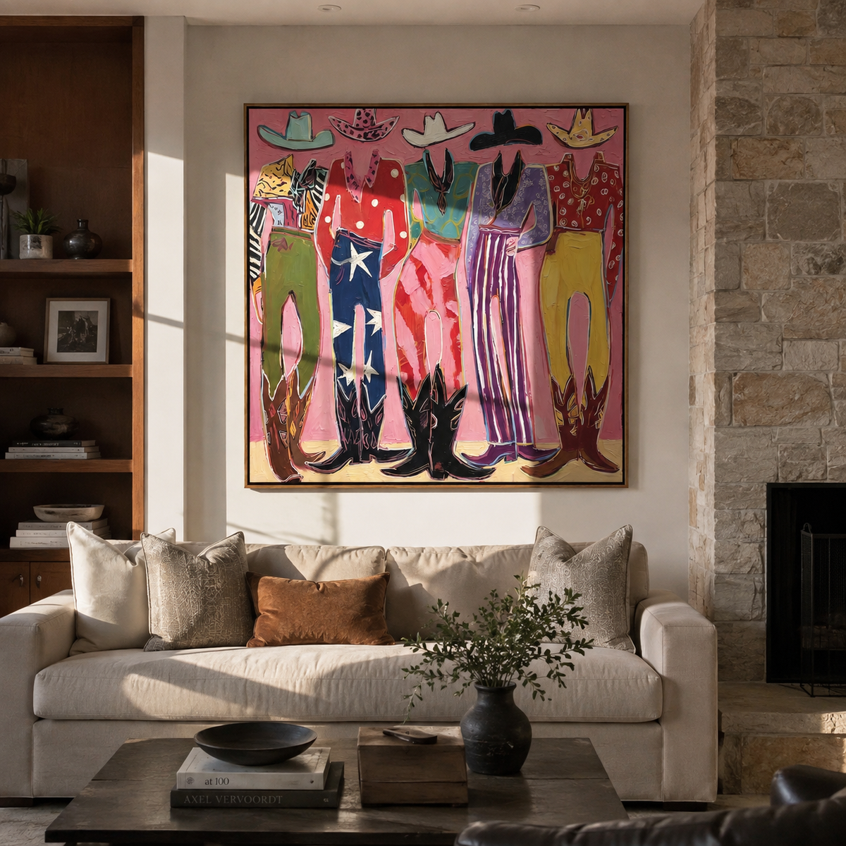 Fashion Figures Share Color displayed in a warm contemporary interior