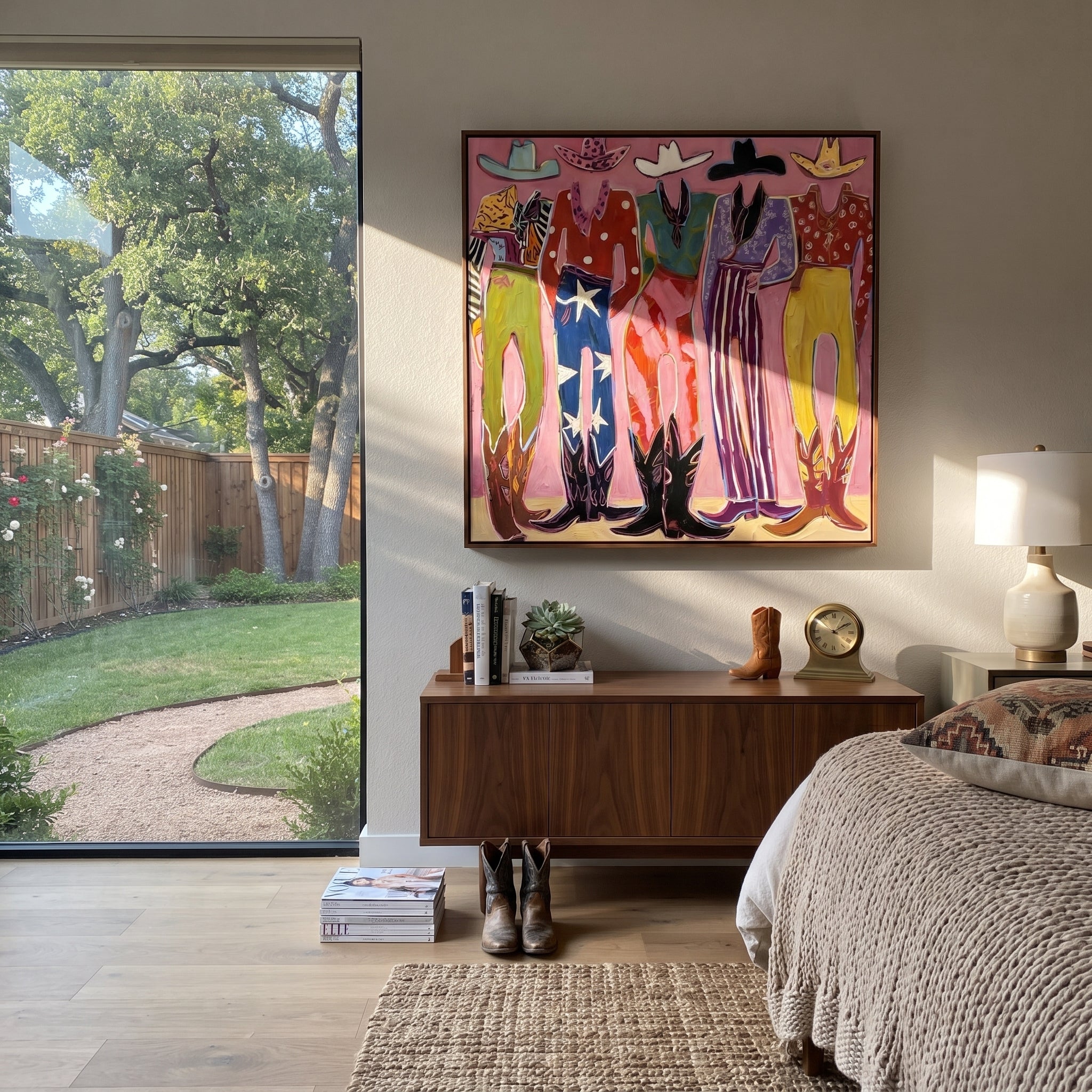Fashion Figures Share Color presented above a contemporary console