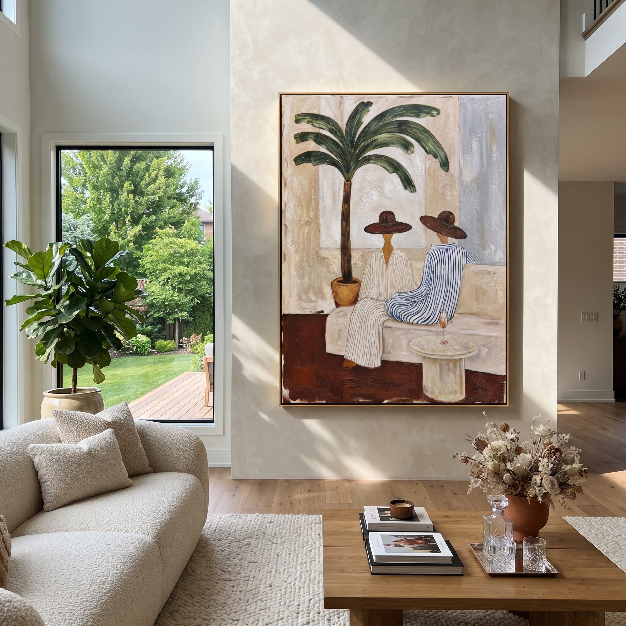Palm Shadows Frame Supper styled in a layered residential interior