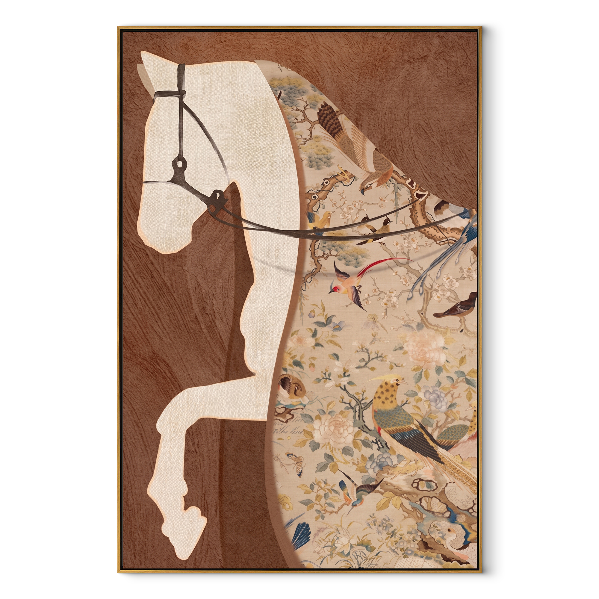 Rider Fragments Into Earth textured figurative painting, vertical canvas artwork