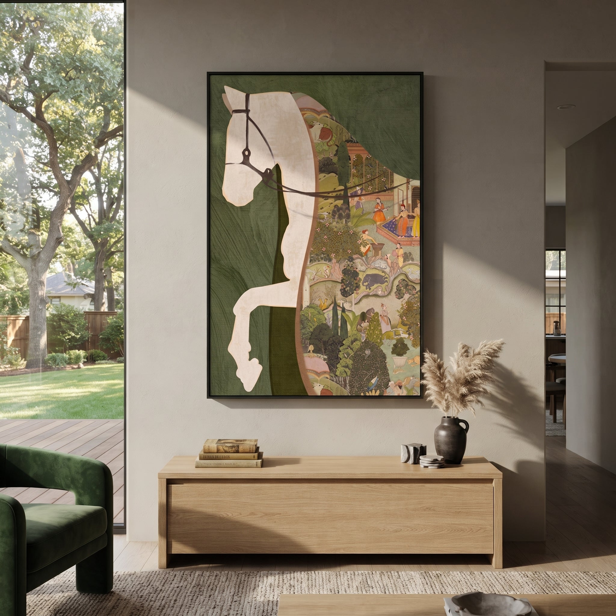 White Elephant Crosses Patchwork styled with neutral modern furnishings