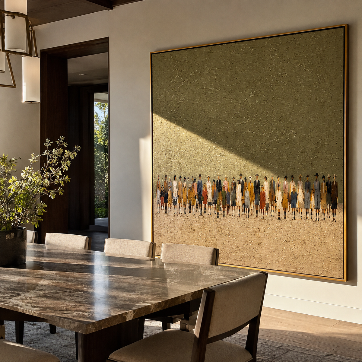 Small Figures Meet Horizon styled with neutral modern furnishings