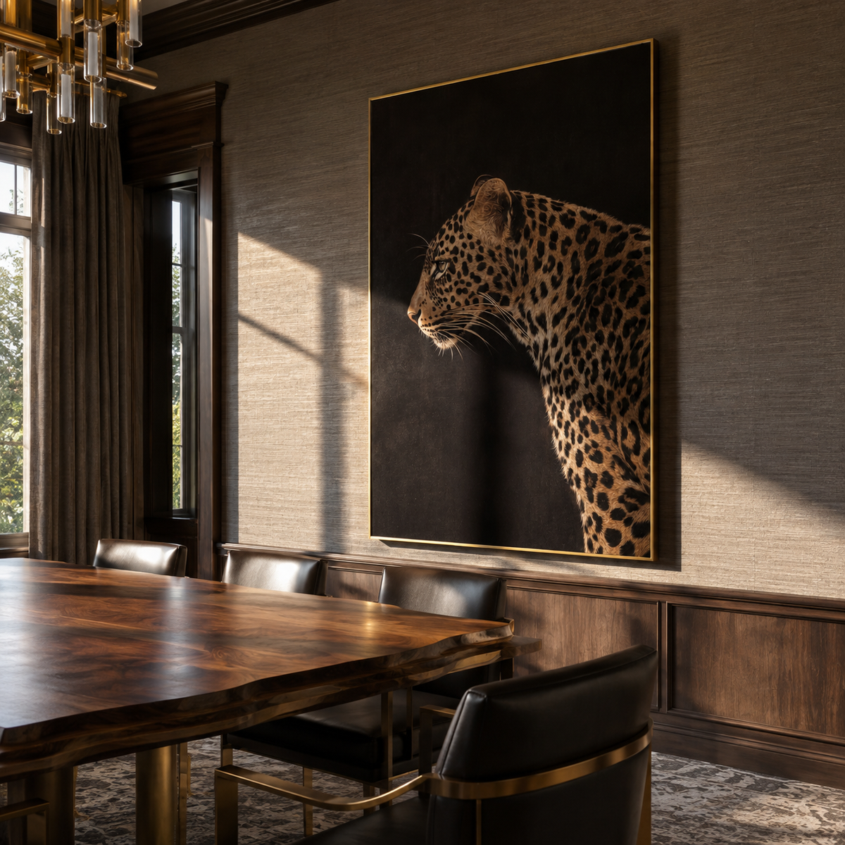 Leopard Watches Black Field displayed as a Retro Modern room focal point