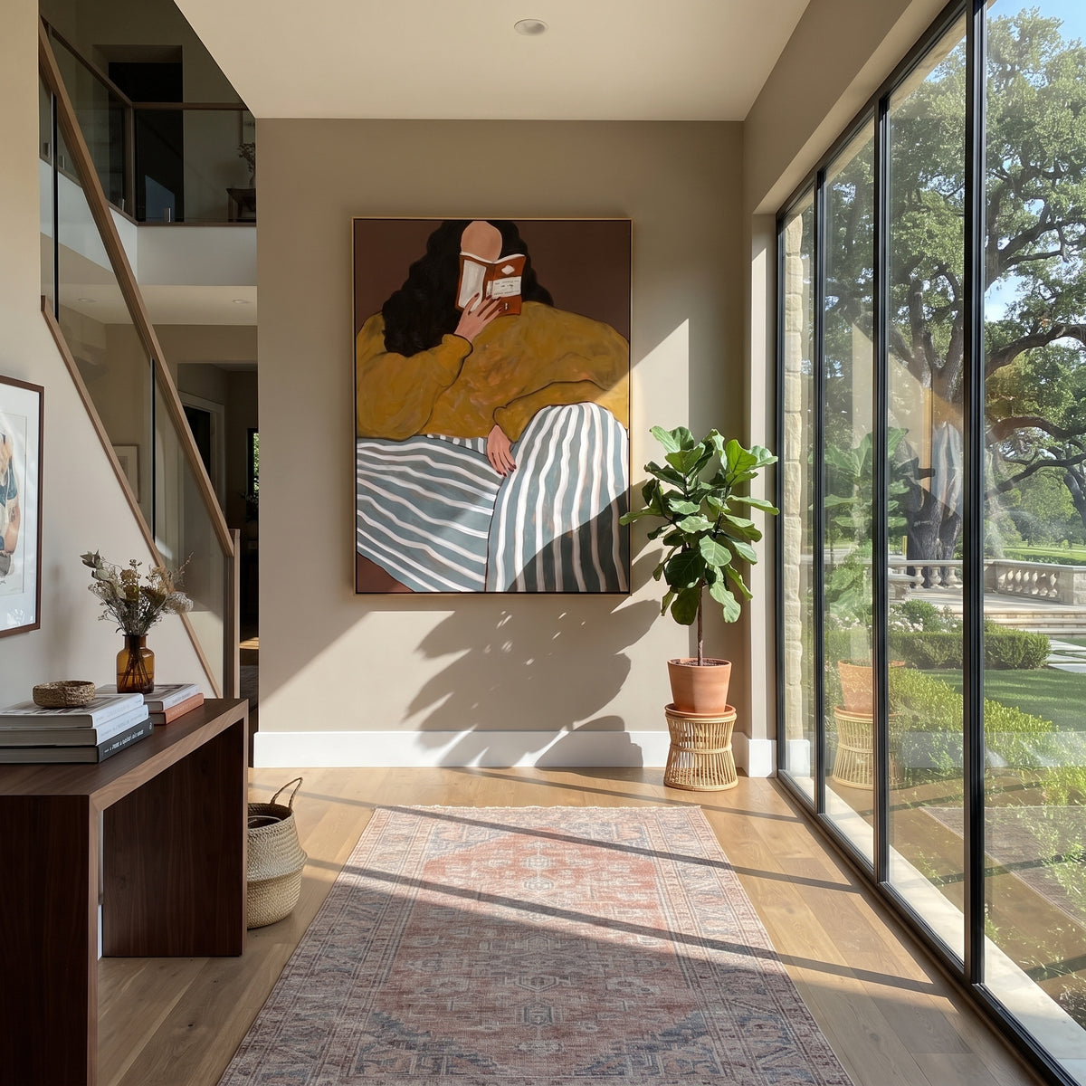 Mustard Sweater Keeps Rest displayed in a warm contemporary interior