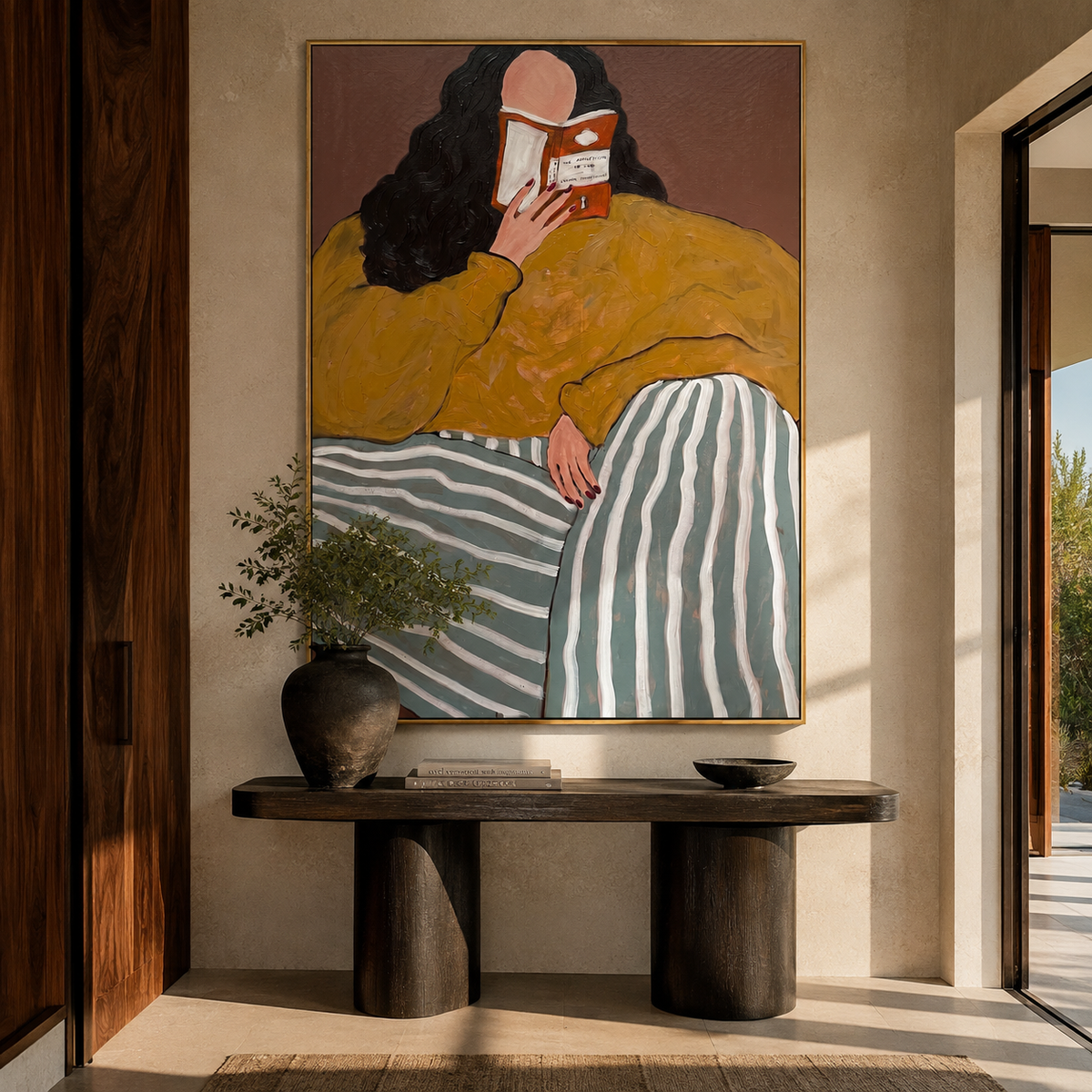 Mustard Sweater Keeps Rest displayed as a Retro Modern room focal point