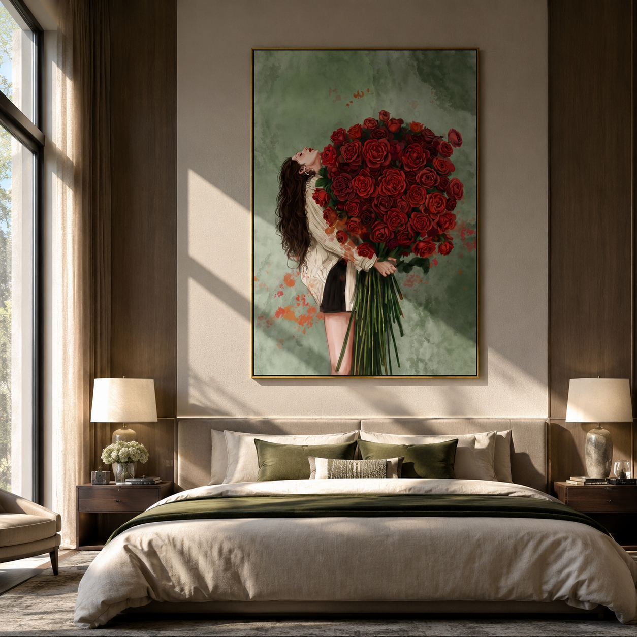 Red Roses Hide Noon styled in a layered residential interior