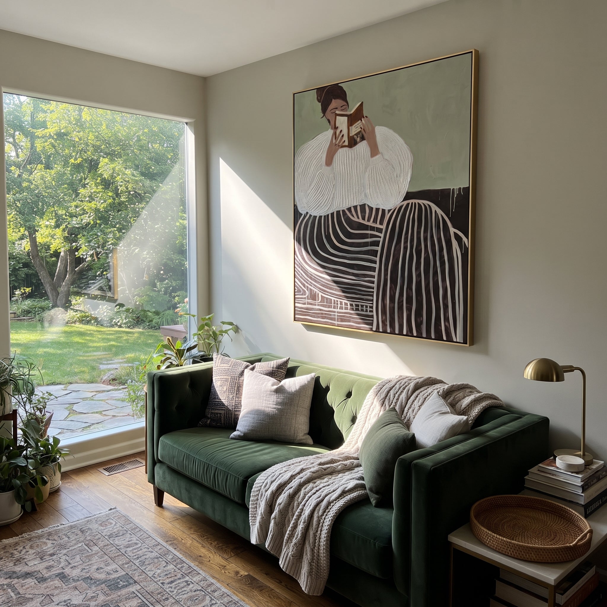 Striped Skirt Holds Pages displayed as a Retro Modern room focal point