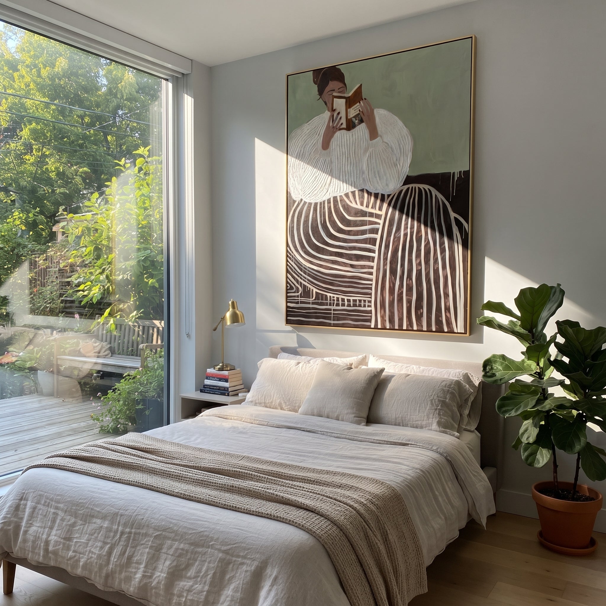 Striped Skirt Holds Pages styled in a layered residential interior