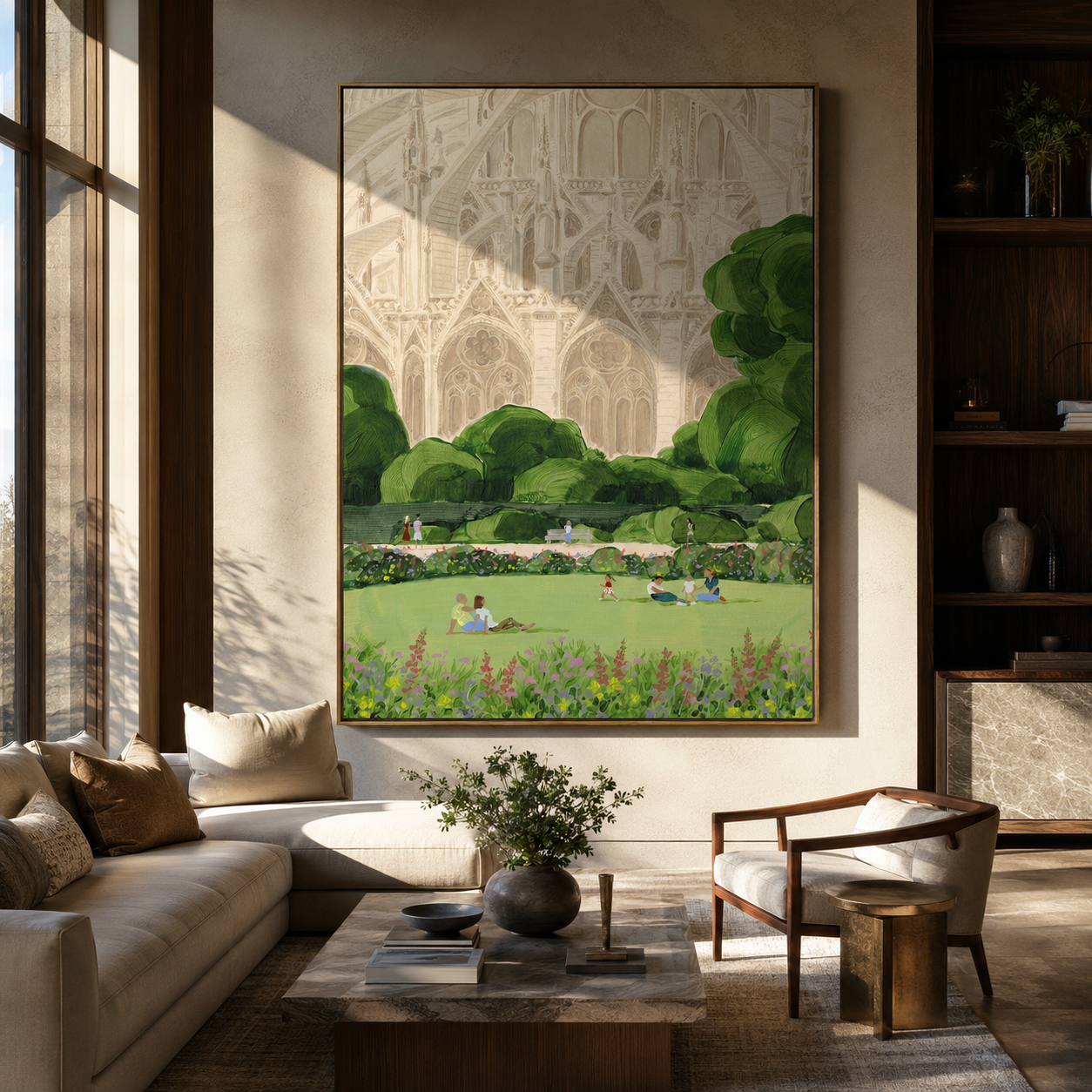 Green Pond Keeps Trees displayed as a Retro Modern room focal point