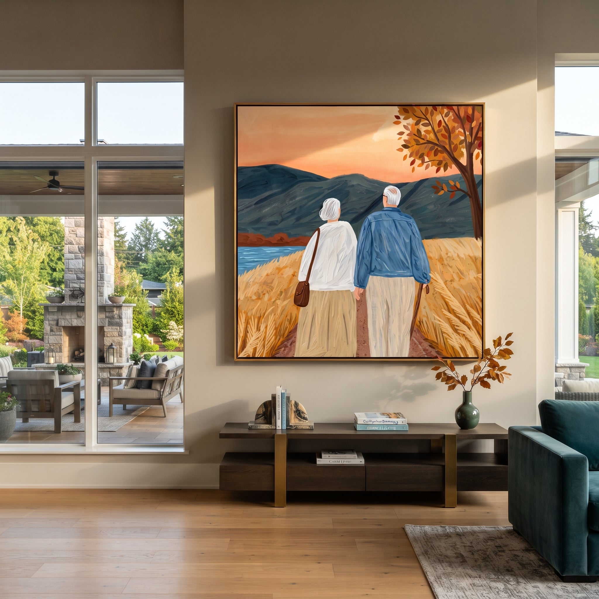 Two Walk Beyond Trees styled with neutral modern furnishings