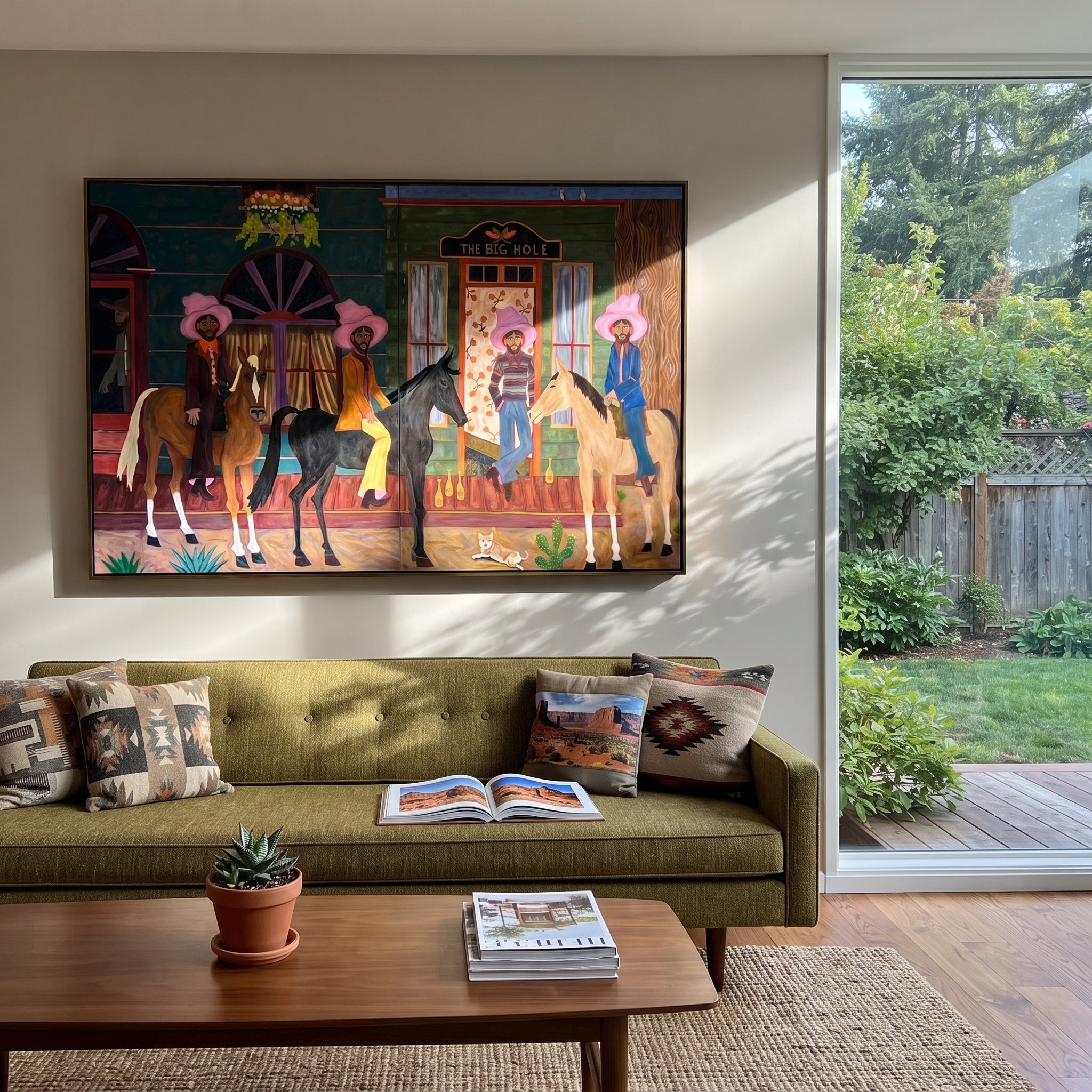 Night Windows Gather Color displayed as a Retro Modern room focal point