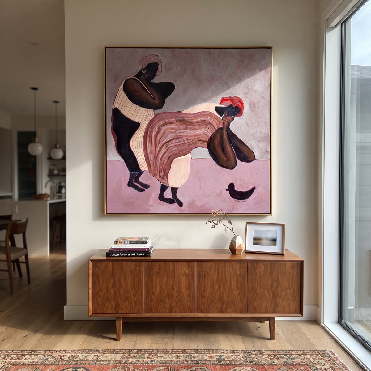 Pink Horse Crosses Lavender styled in a layered residential interior