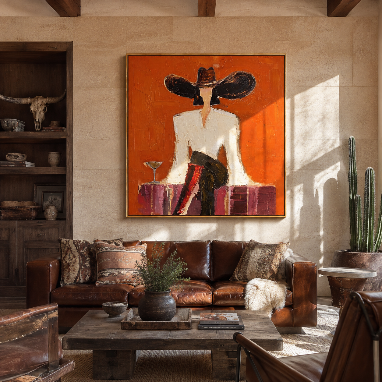 Black Brim Frames Morning displayed in a warm contemporary interior