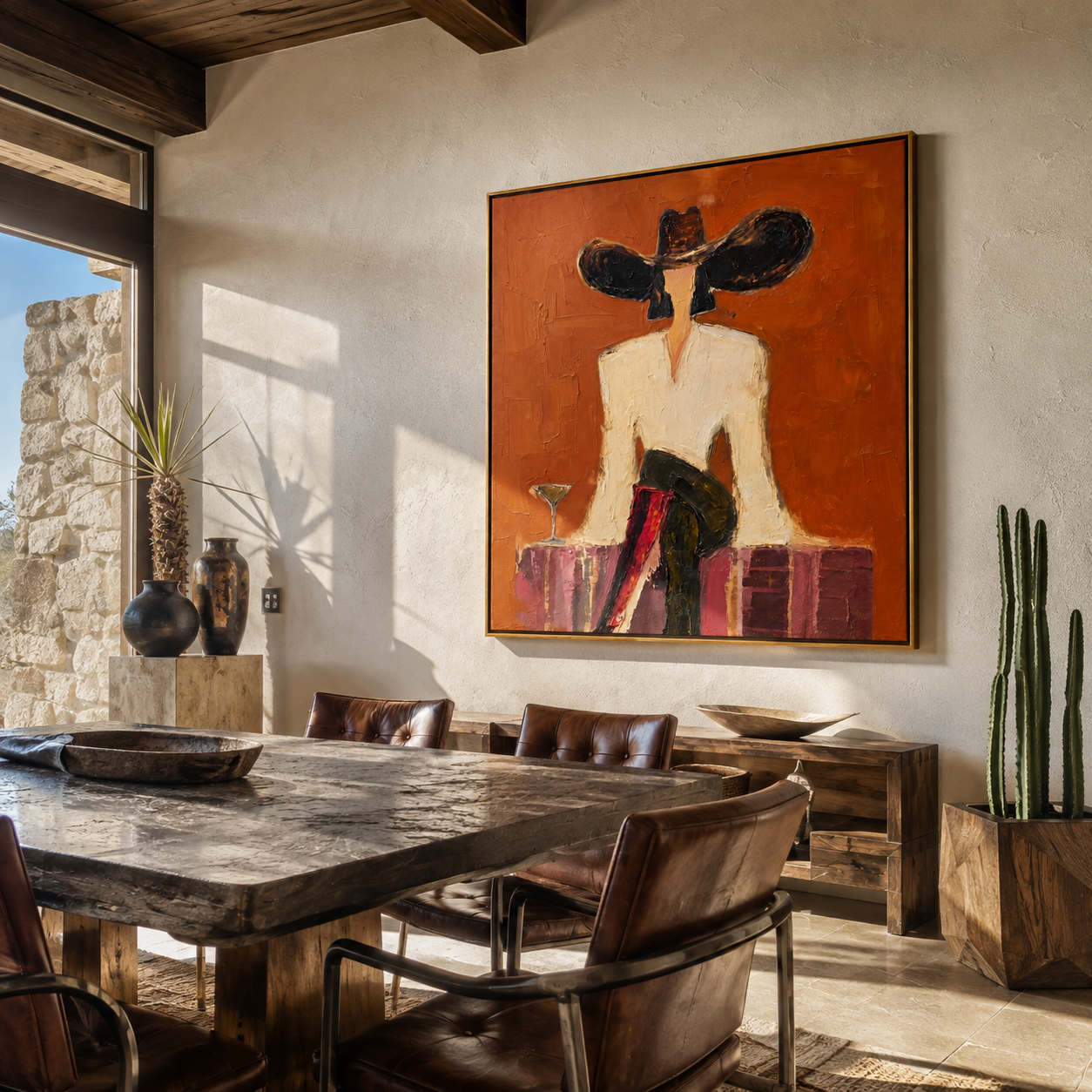 Black Brim Frames Morning styled in a layered residential interior