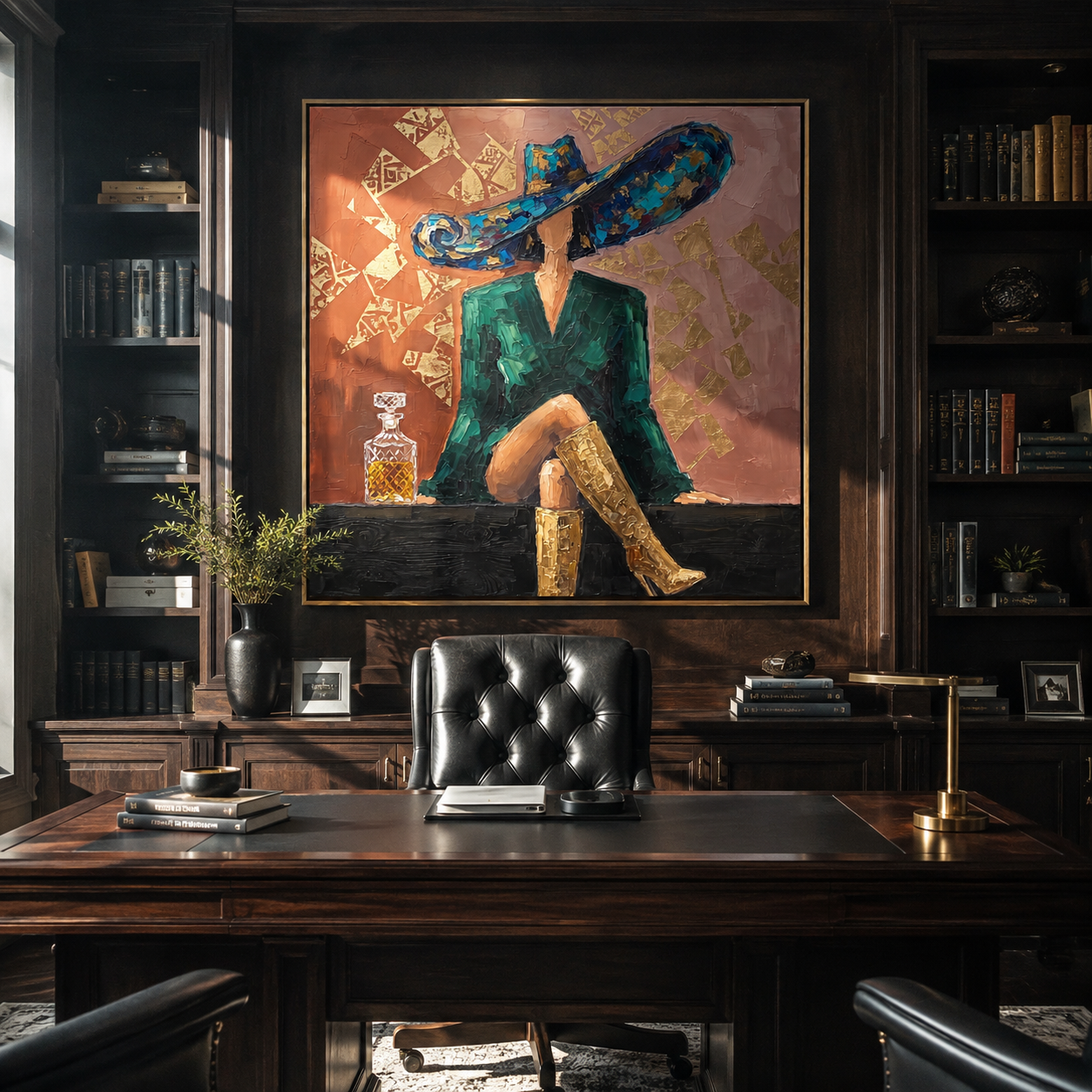 Butterfly Crown Holds Tea styled with neutral modern furnishings