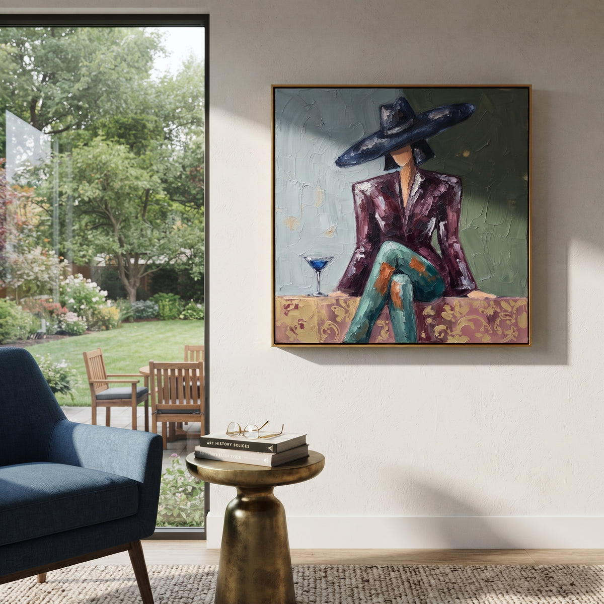 Cocktail Waits Beneath Brim displayed in a warm contemporary interior