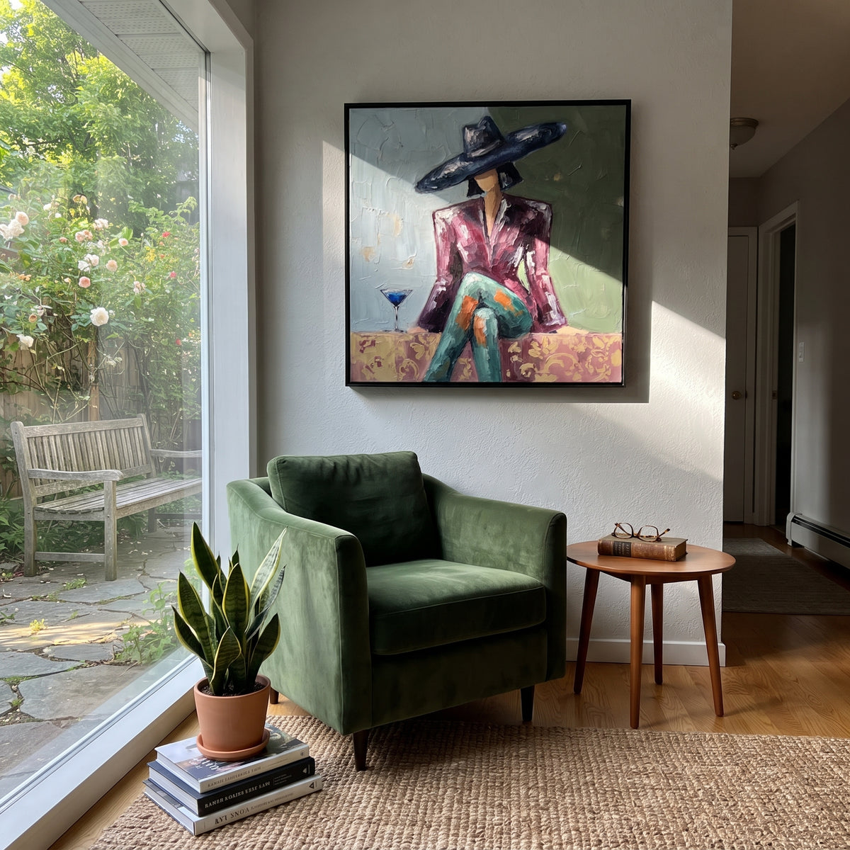 Cocktail Waits Beneath Brim displayed as a Retro Modern room focal point