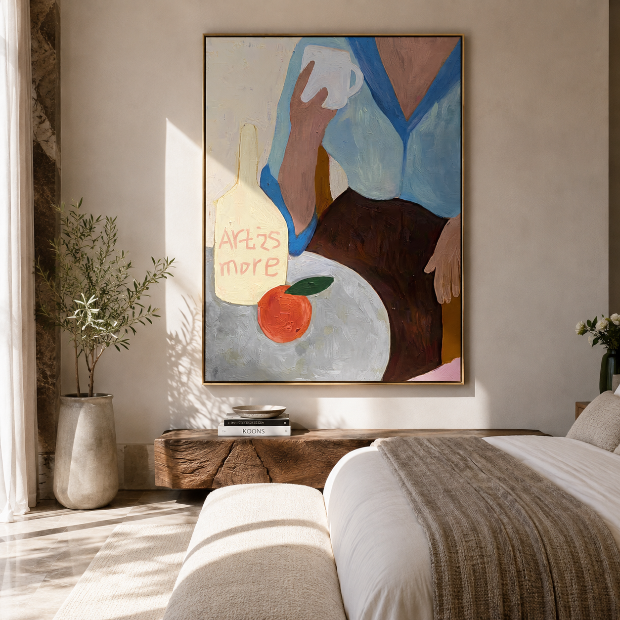 Pale Blouse Carries Cherries displayed in a warm contemporary interior