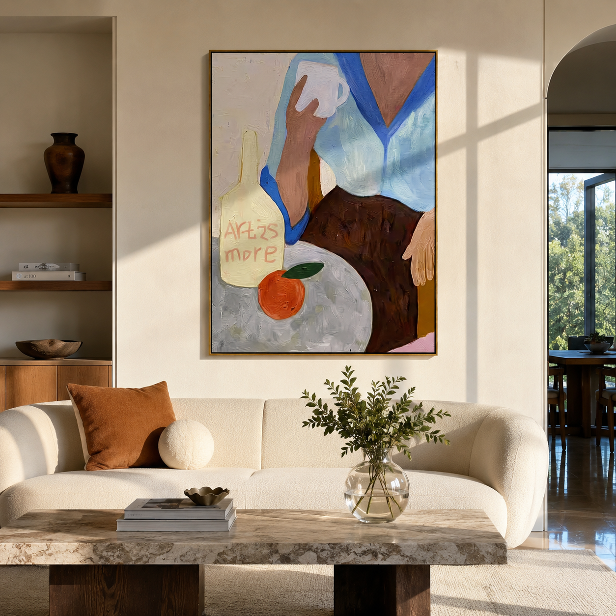 Pale Blouse Carries Cherries styled in a layered residential interior