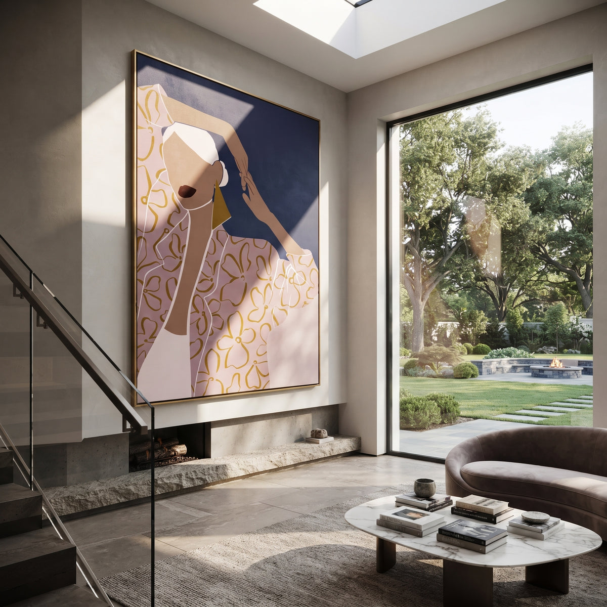 Headscarf Turns Into Night presented above a contemporary console