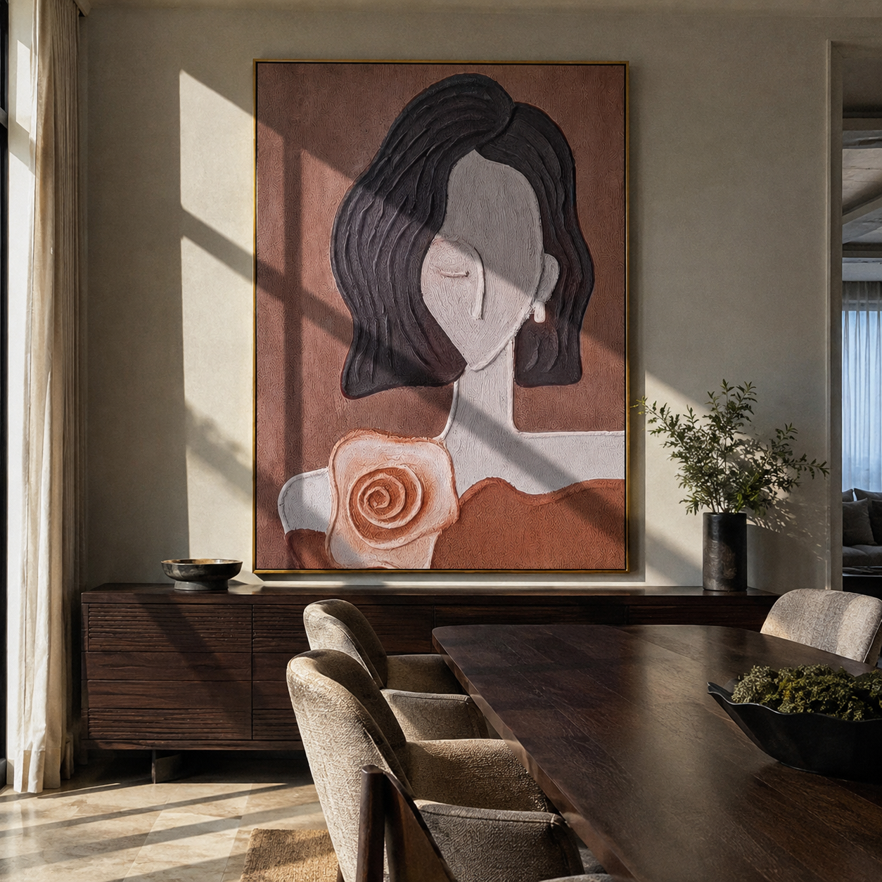 White Cup Meets Geometry styled with neutral modern furnishings