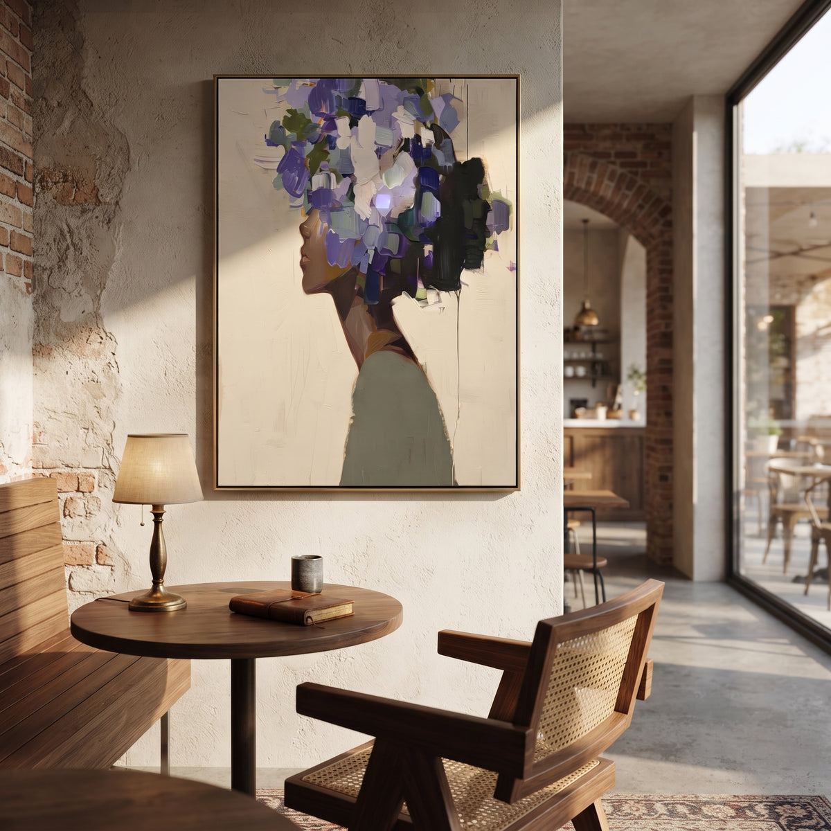 Blue Blooms Face Ivory styled with neutral modern furnishings