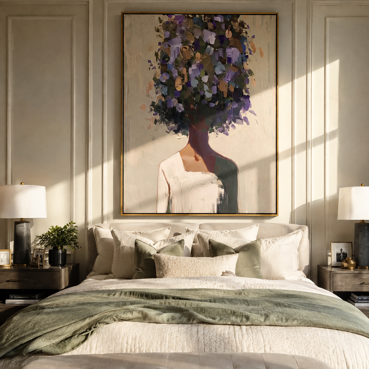 Bouquet Becomes Her Crown displayed as a Retro Modern room focal point