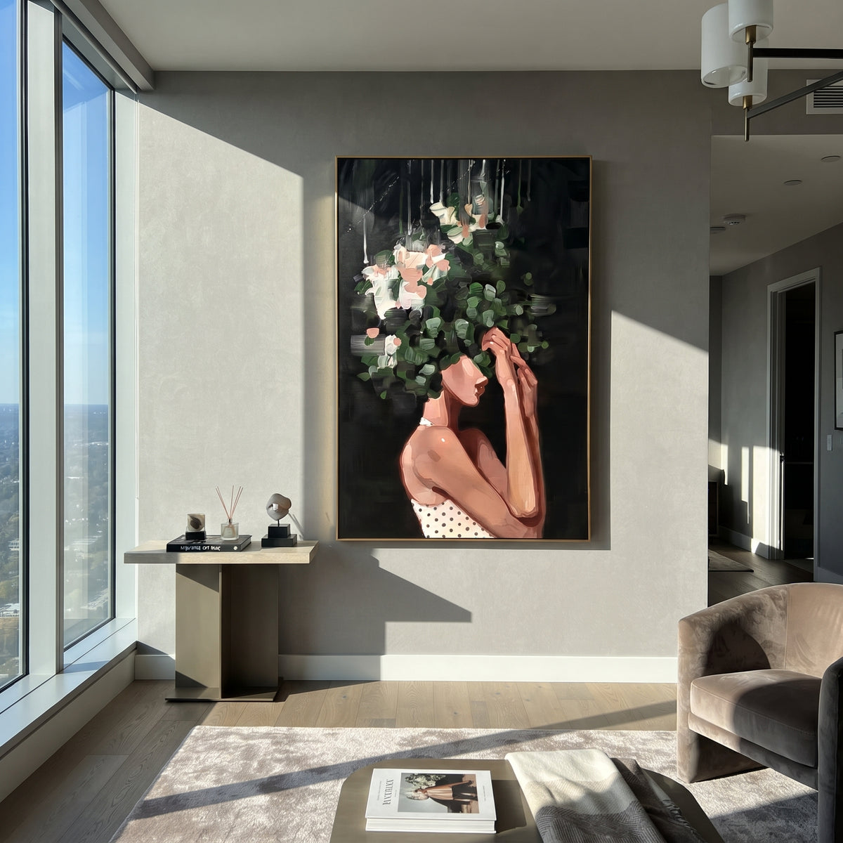 Night Bouquet Holds Her displayed as a Retro Modern room focal point