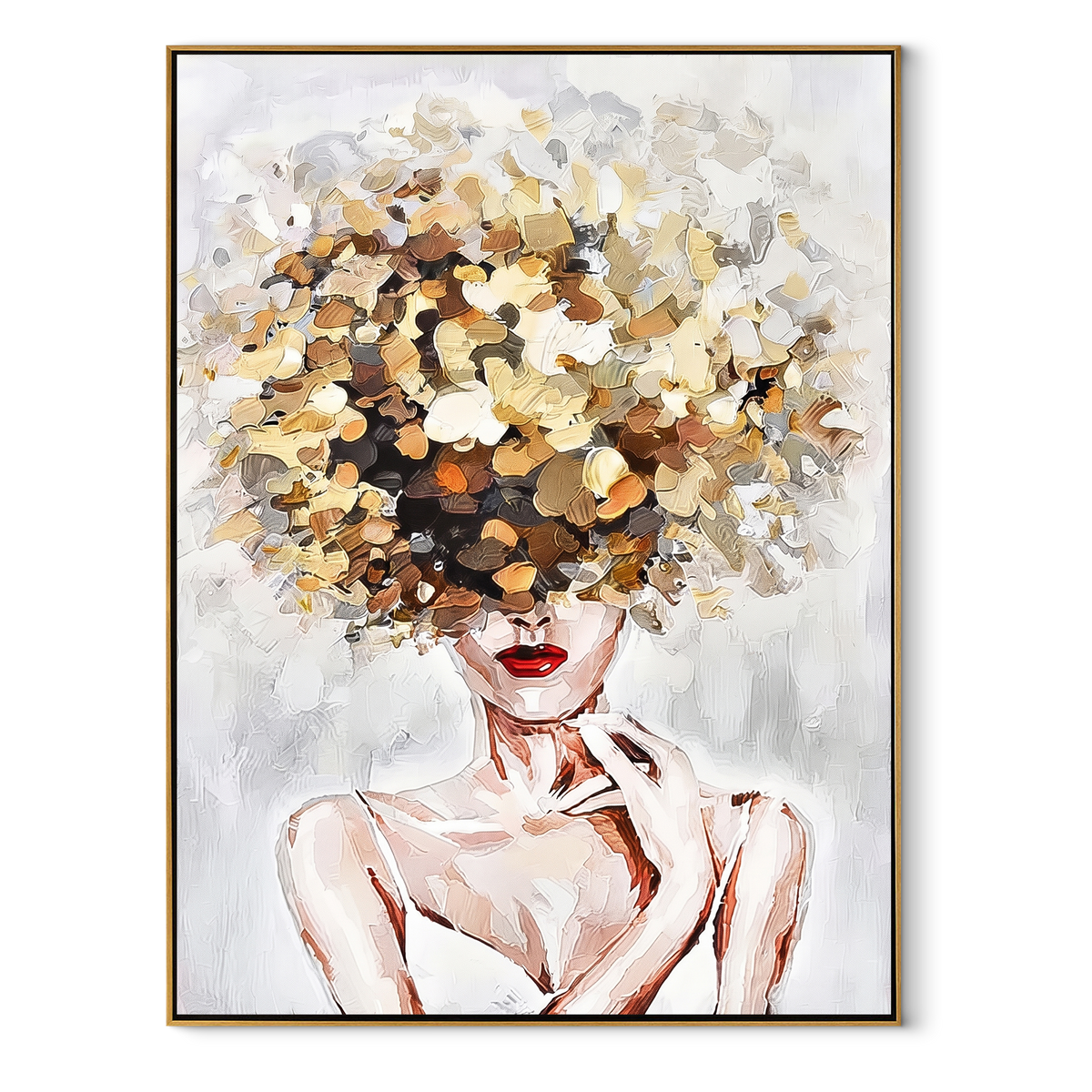 Pale Blossoms Replace Thought textured figurative painting, vertical canvas artwork