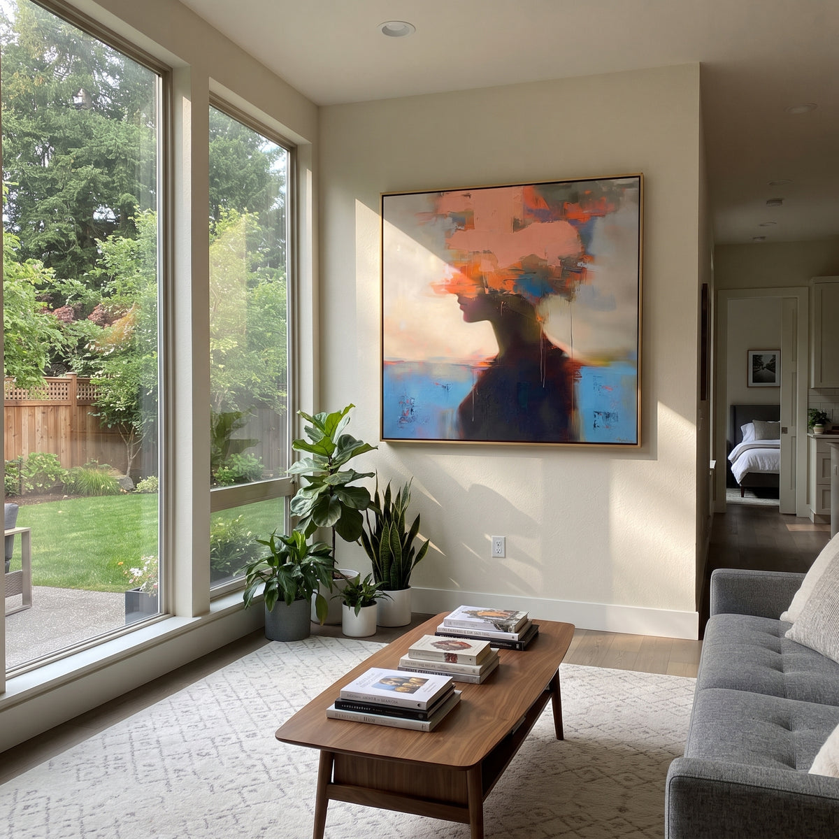 Fire Clouds Crown Silence styled with neutral modern furnishings