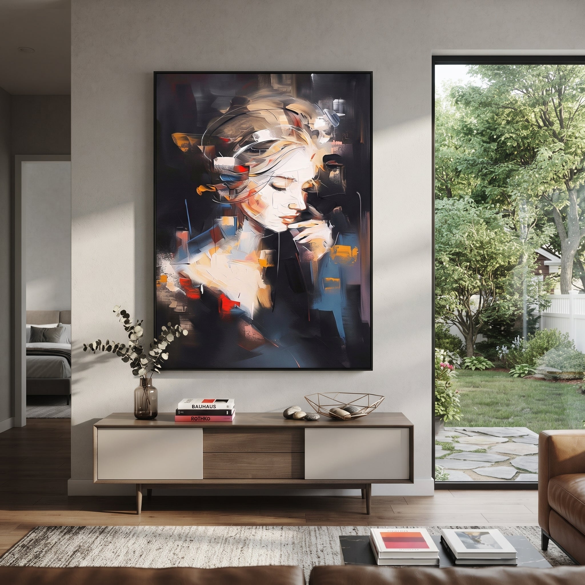 Ochre Face Emerges Slowly styled with neutral modern furnishings