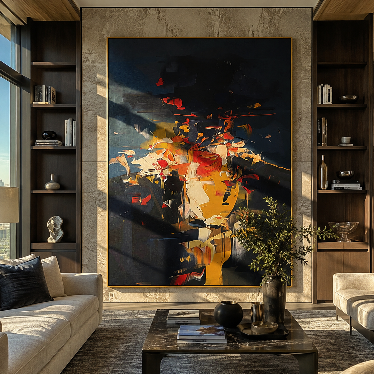 Color Blooms Above Black displayed as a Retro Modern room focal point