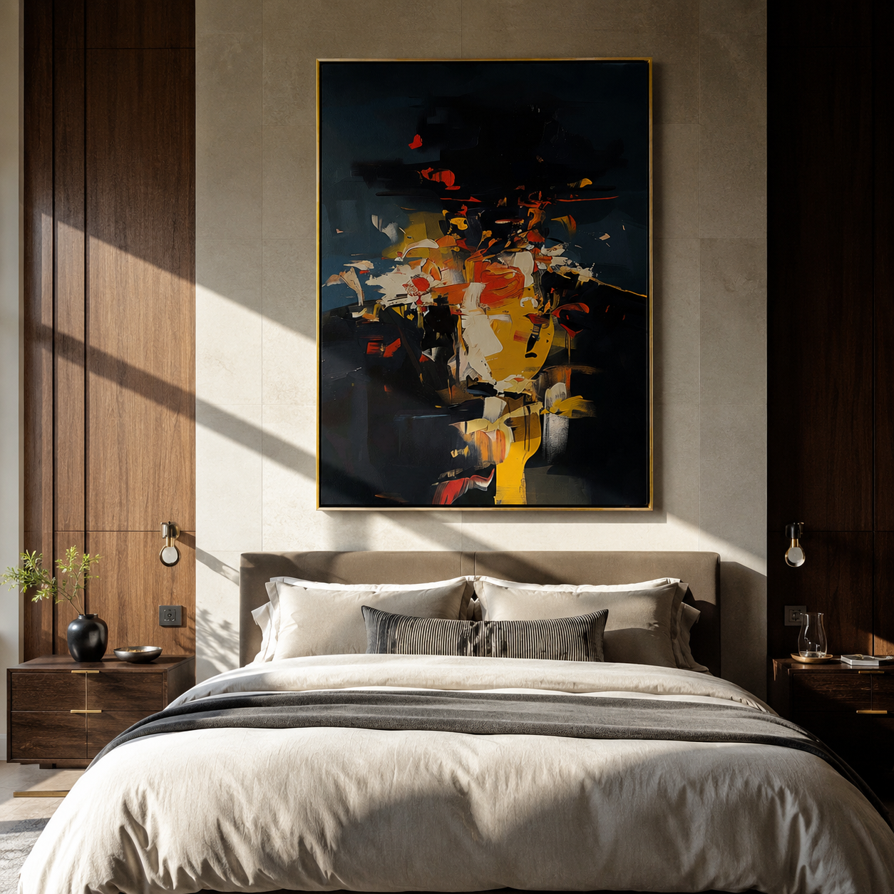 Color Blooms Above Black styled in a layered residential interior
