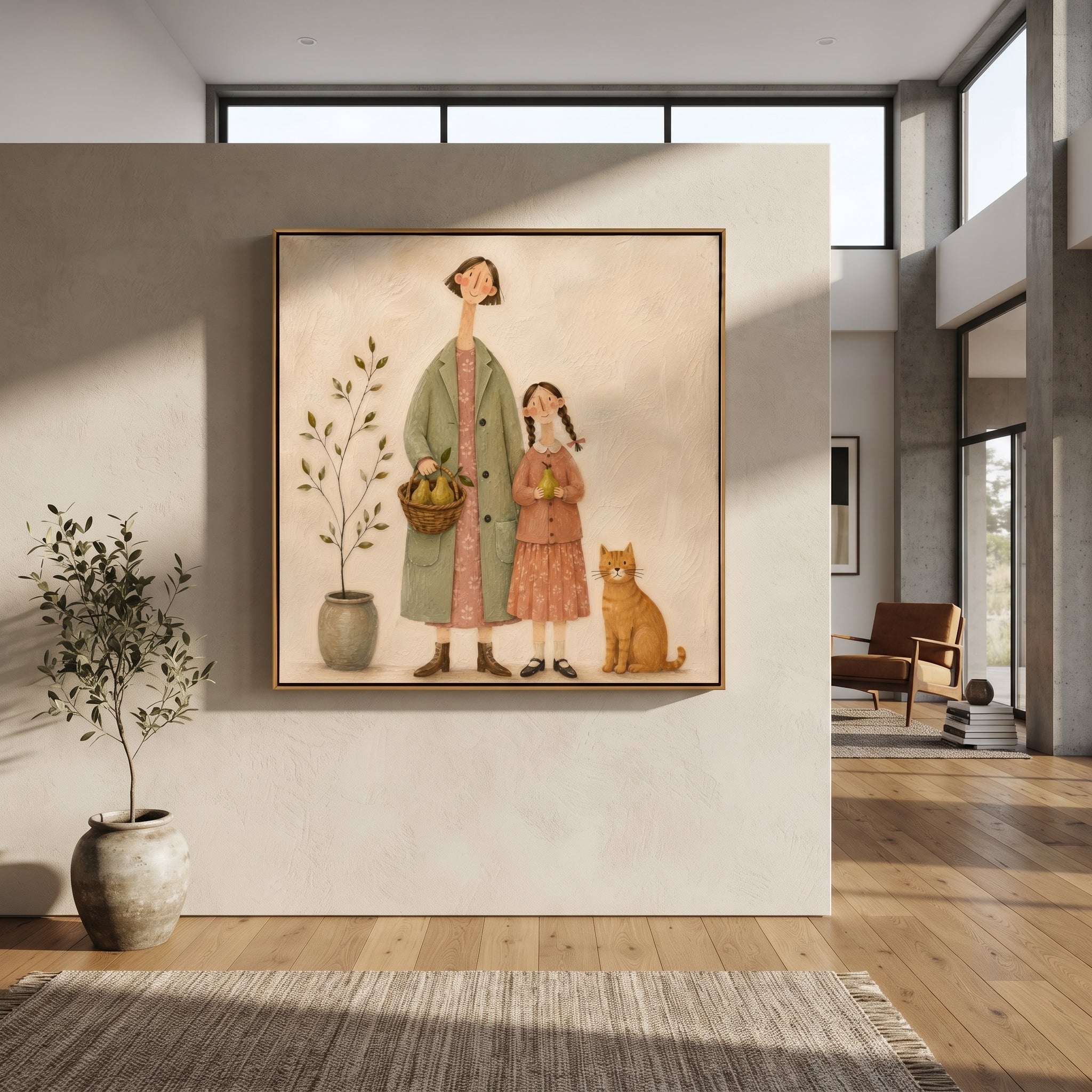 Long Stride Carries Bags styled with neutral modern furnishings