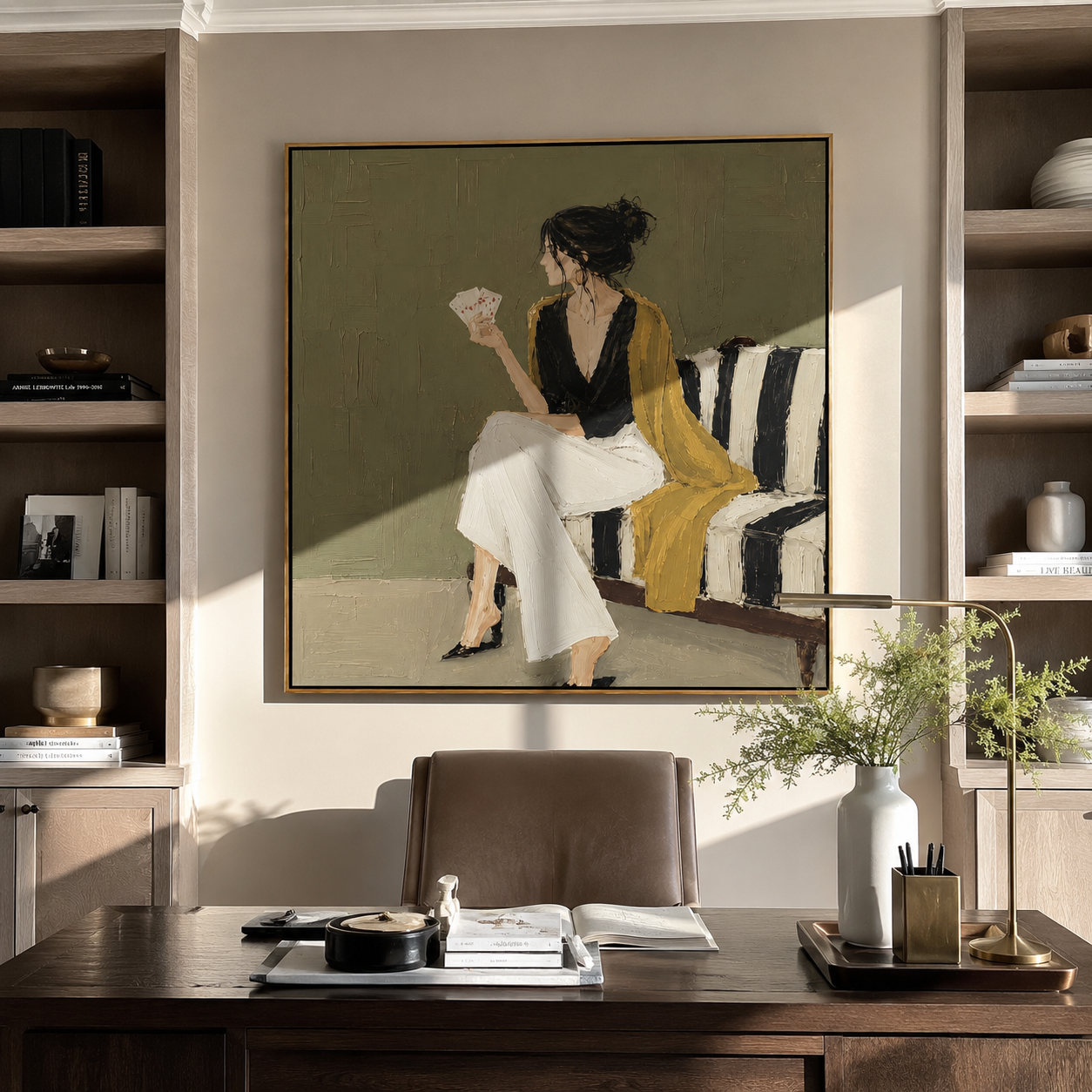 White Trousers Hold Still displayed as a Retro Modern room focal point
