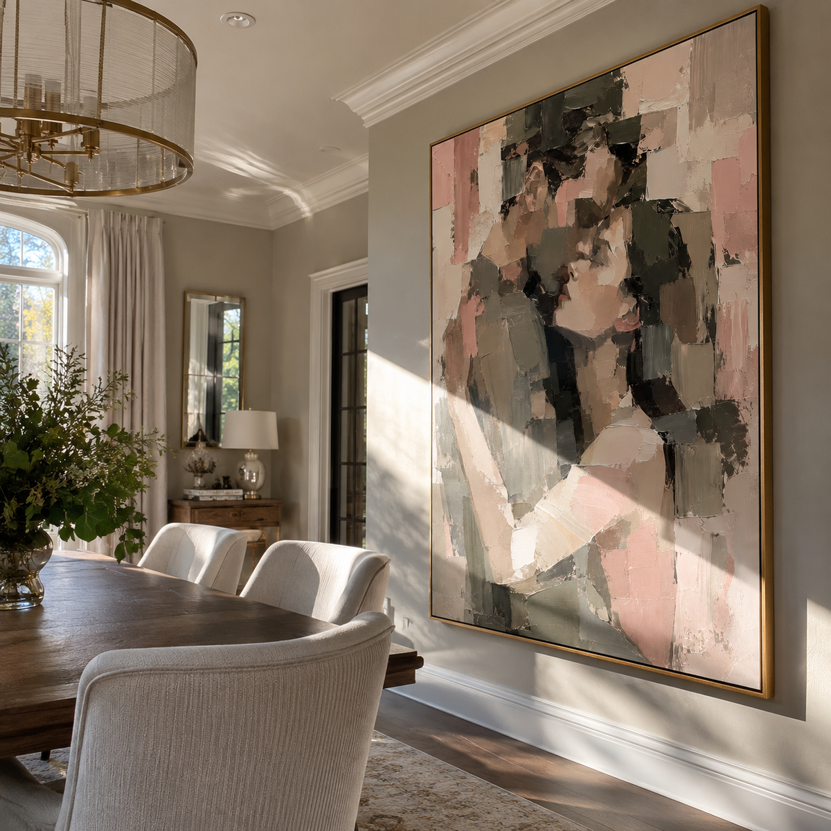 Rose Fragments Find Her presented above a contemporary console