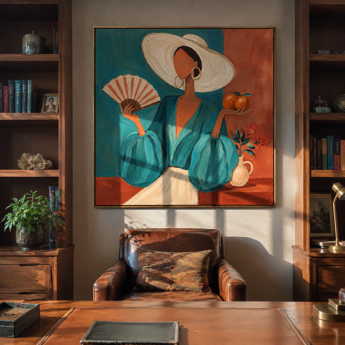 White Hat Cools Coral presented above a contemporary console