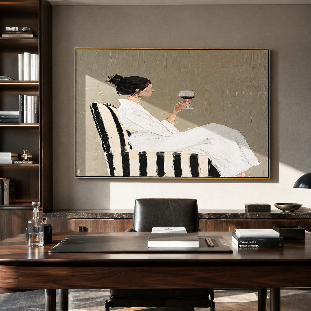 Wine Waits In White displayed as a Retro Modern room focal point