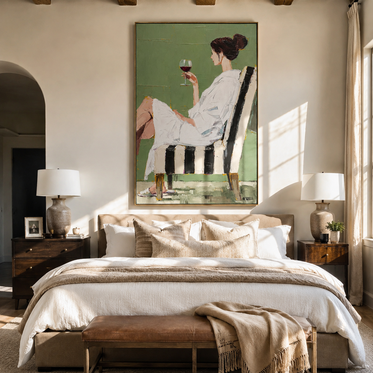 Green Room Keeps Wine presented above a contemporary console
