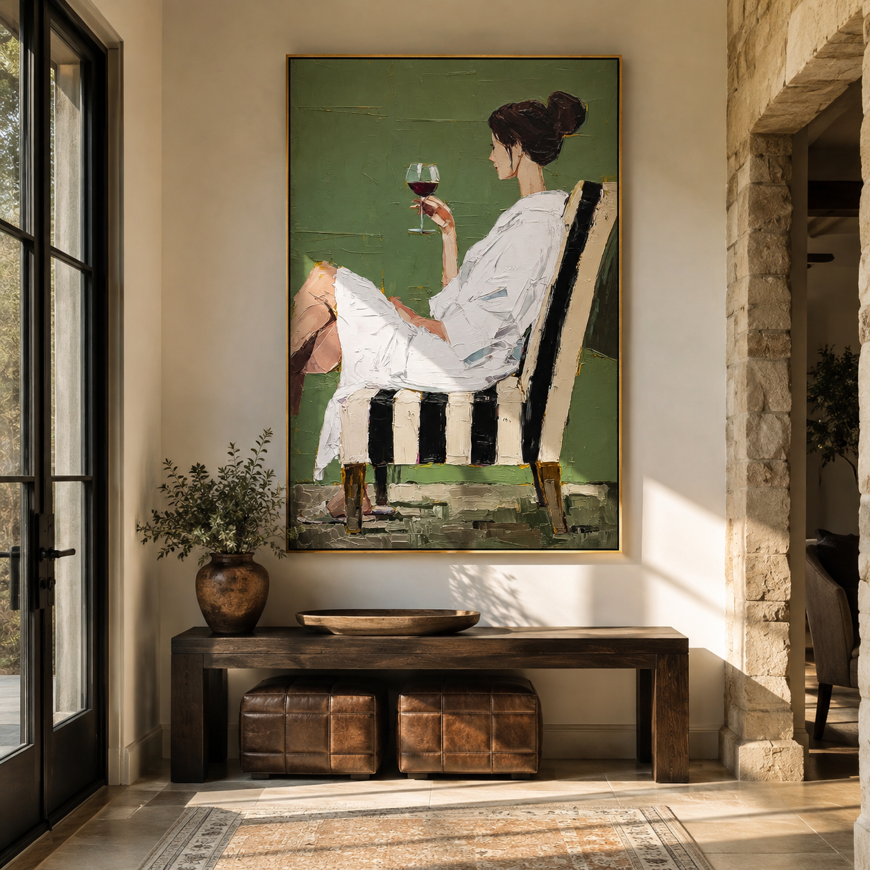 Green Room Keeps Wine displayed as a Retro Modern room focal point