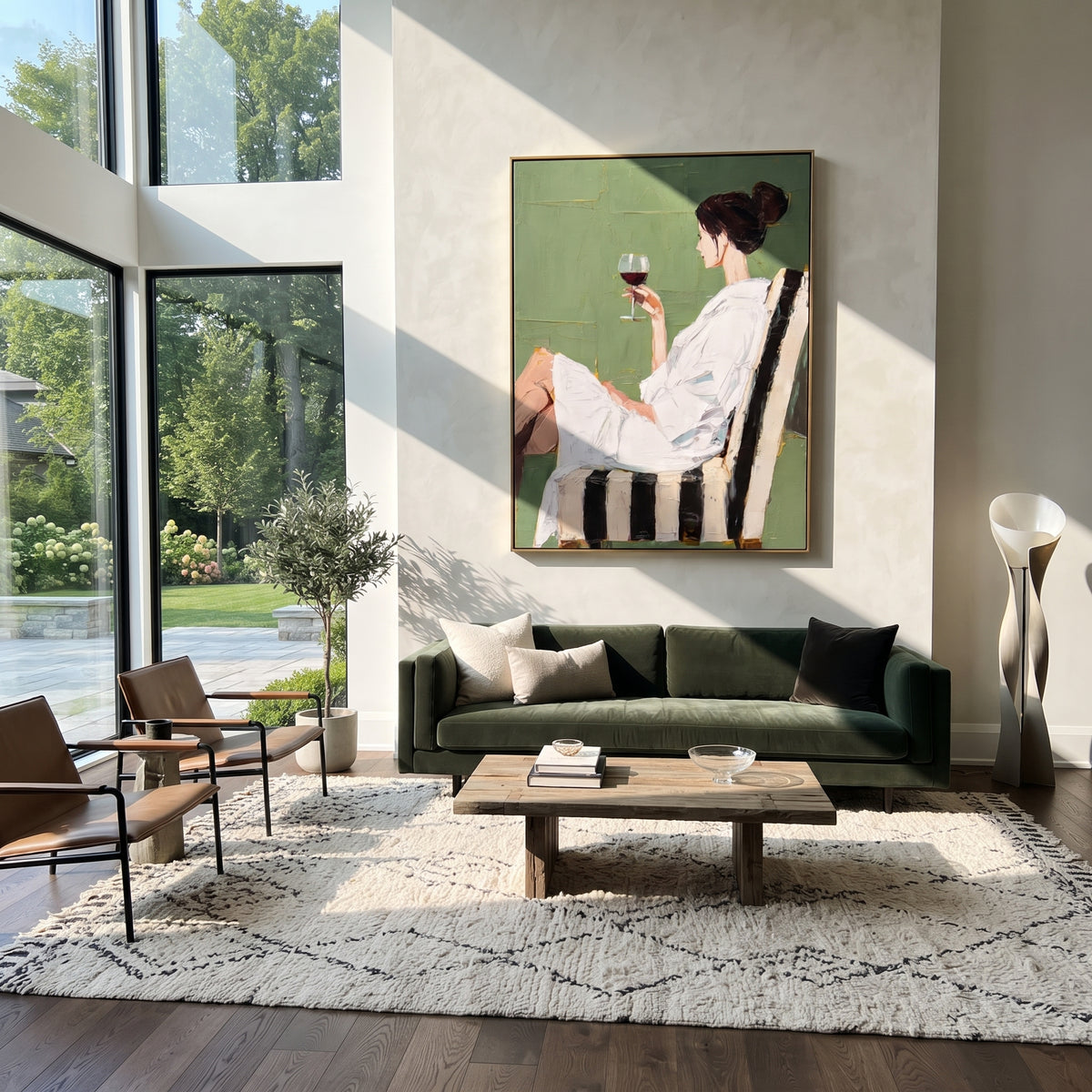 Green Room Keeps Wine styled in a layered residential interior
