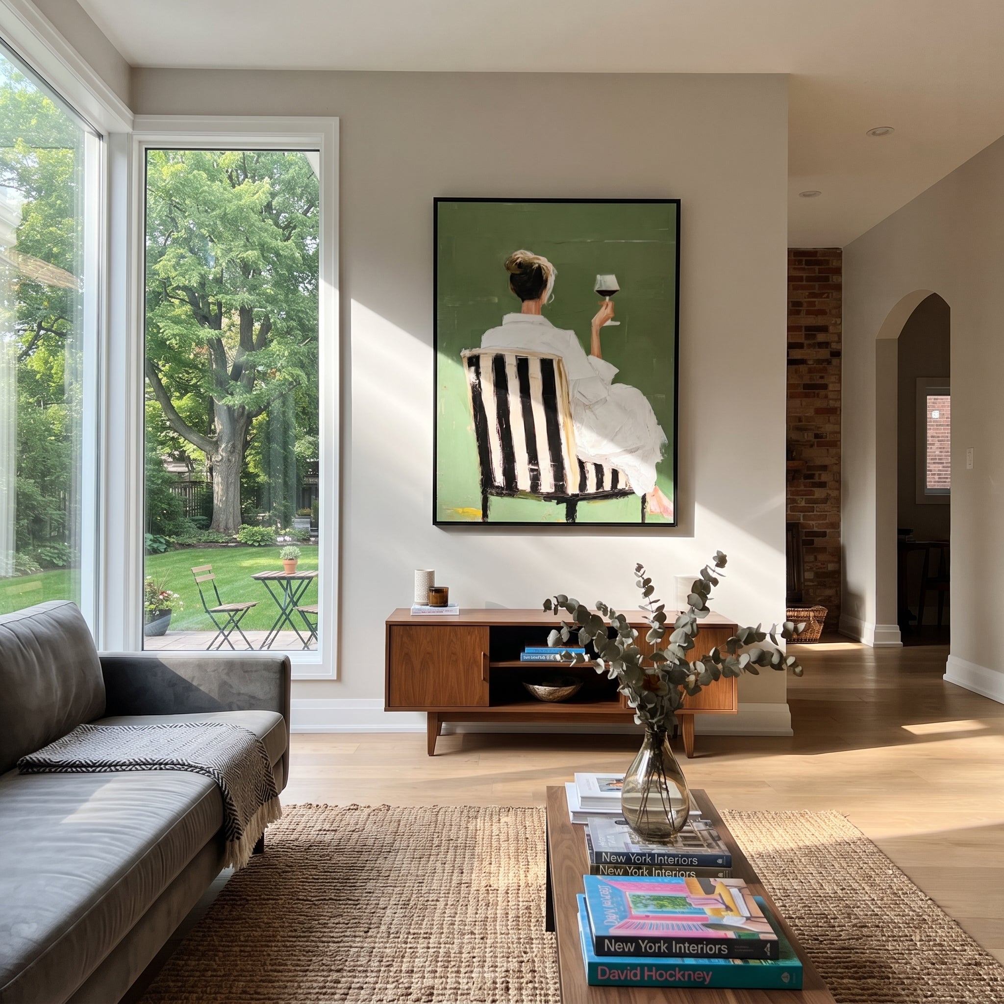 Wine Turns Toward Green styled with neutral modern furnishings
