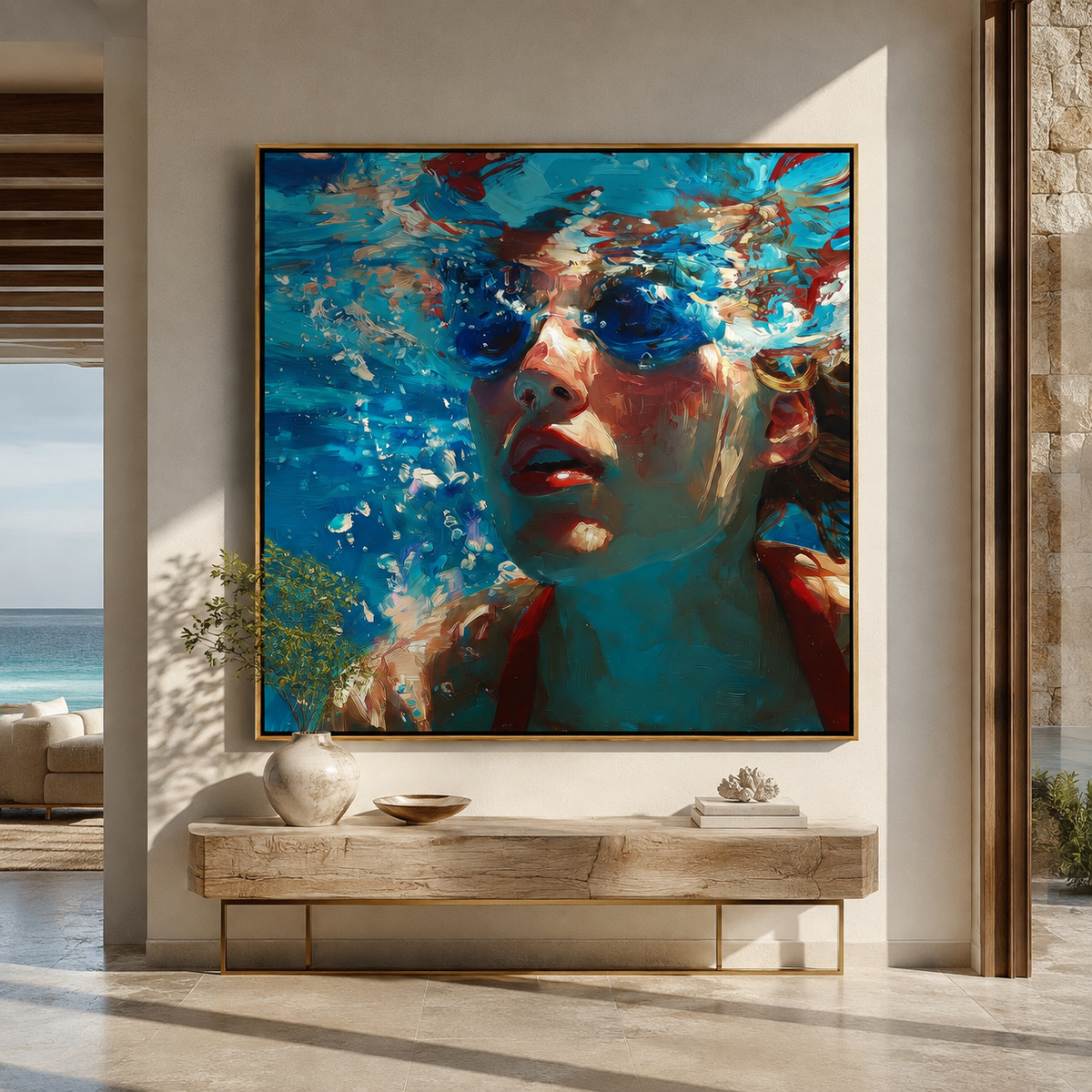 Coral Drifts Around Her styled in a layered residential interior