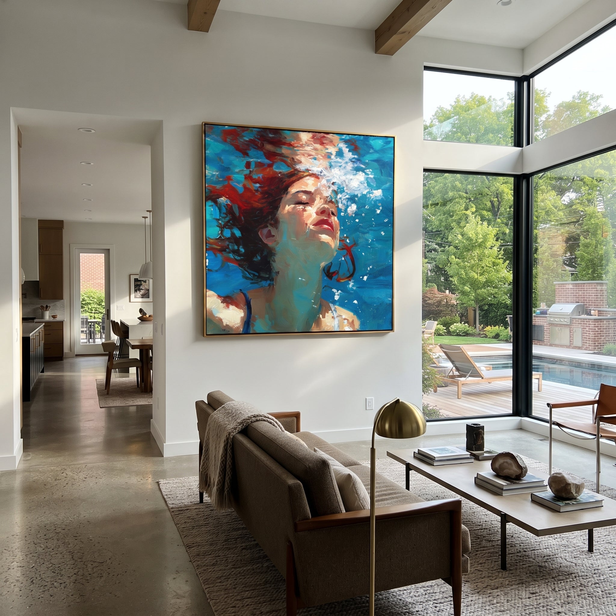 Closed Eyes Hold Tide styled with neutral modern furnishings