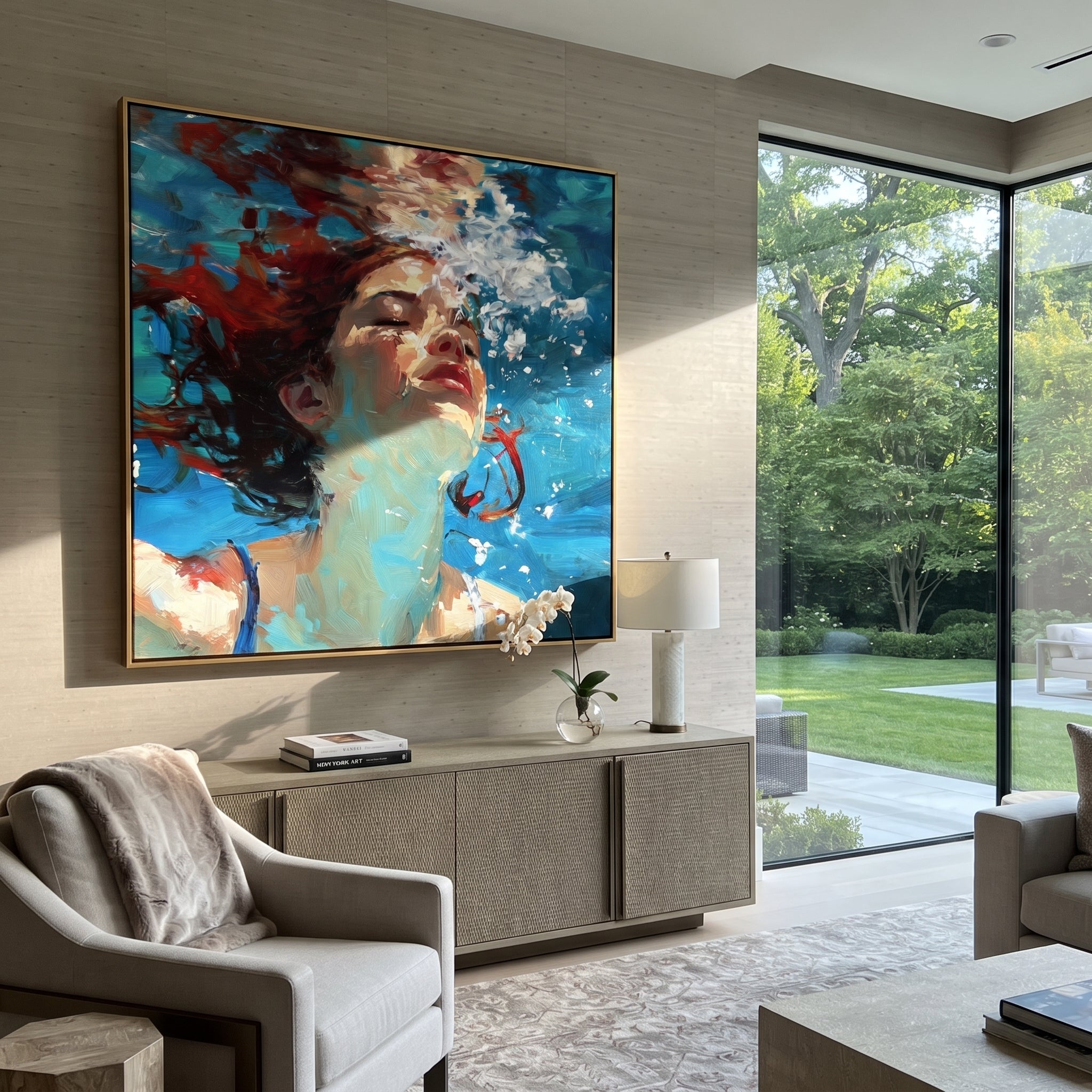 Closed Eyes Hold Tide presented above a contemporary console