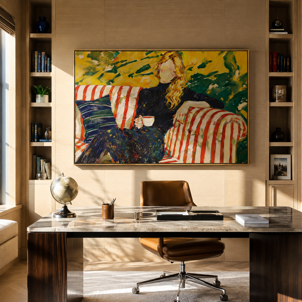 Striped Rest Meets Garden styled in a layered residential interior