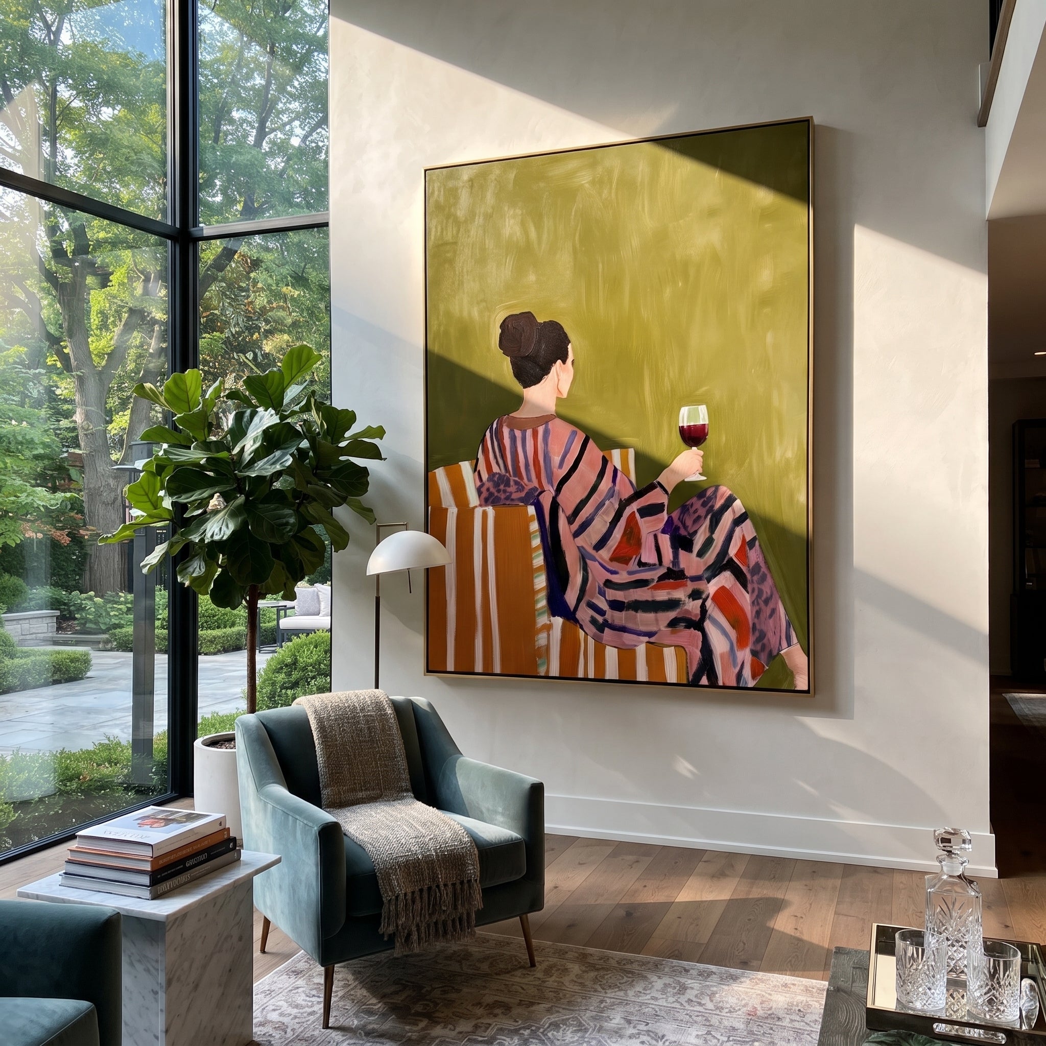 Red Wine Faces Mustard displayed in a warm contemporary interior