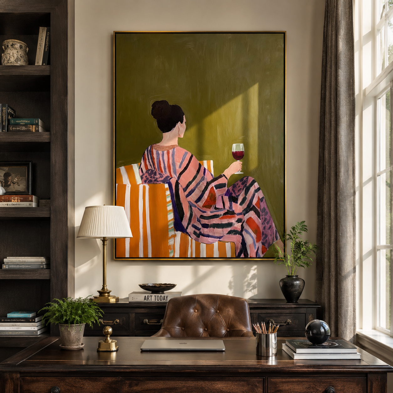 Red Wine Faces Mustard presented above a contemporary console